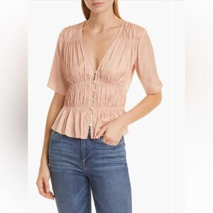 FRAME
Shirred V-neck Blouse Size Medium NWT